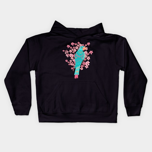 Cute and colorful Boho Parrot Kids Hoodie by Magitasy